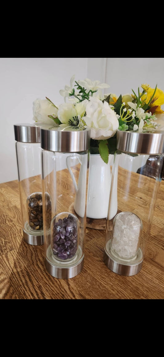 Crystal Infused Glass Water Bottles